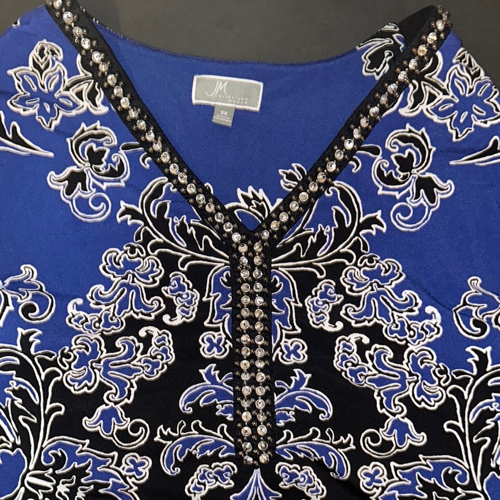 Blue and Black studded Patterned Women's Tunic - Picture 4 of 6